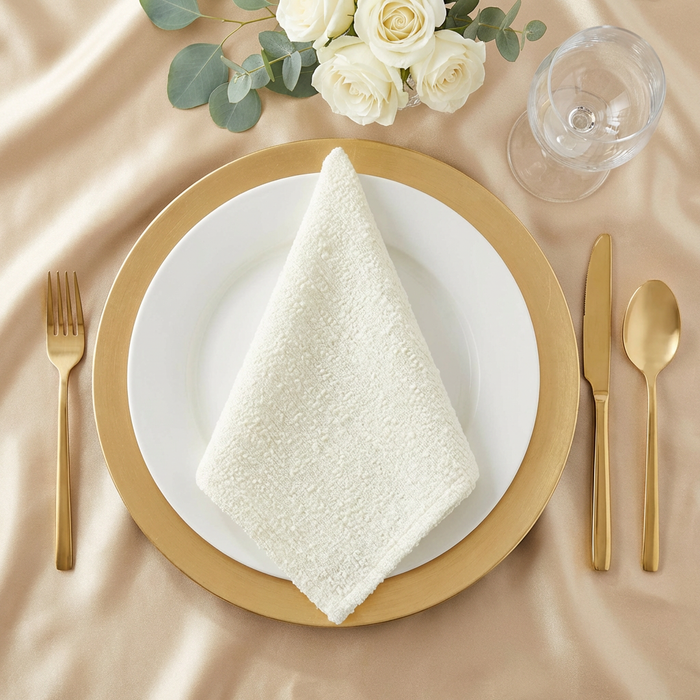 5 pcs/pk Luxury Boucle 20"x20" Linen Napkin - Ivory - CV Linens