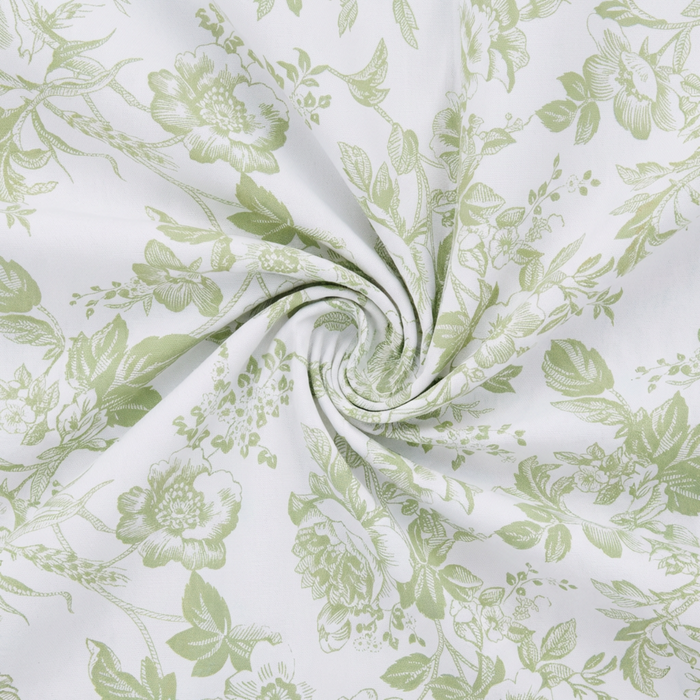 French Toile Fabric Sage Green