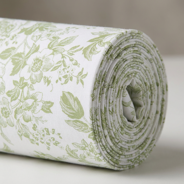 5 yards French Toile Fabric Bolt - Sage Green