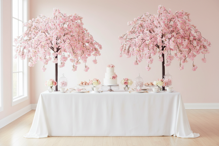 Bridal shower setup with 5ft Weeping Cherry Blossom Tree - Pink
