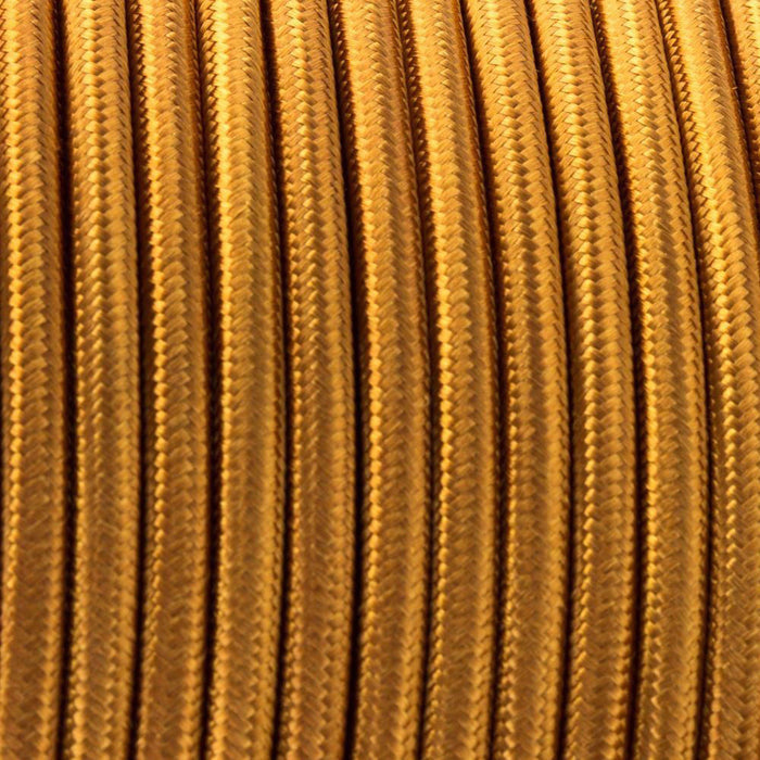 0.75mm 2 Core Round Vintage Braided Deep Gold Fabric Covered Light Flex - Shop for LED lights - Transformers - Lampshades - Holders | LEDSone UK