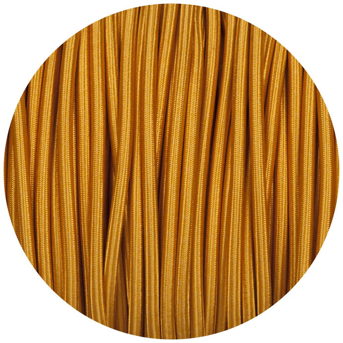 0.75mm 2 Core Round Vintage Braided Deep Gold Fabric Covered Light Flex - Shop for LED lights - Transformers - Lampshades - Holders | LEDSone UK