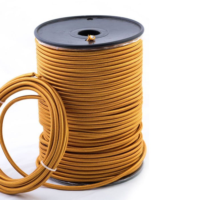 0.75mm 2 Core Round Vintage Braided Deep Gold Fabric Covered Light Flex - Shop for LED lights - Transformers - Lampshades - Holders | LEDSone UK