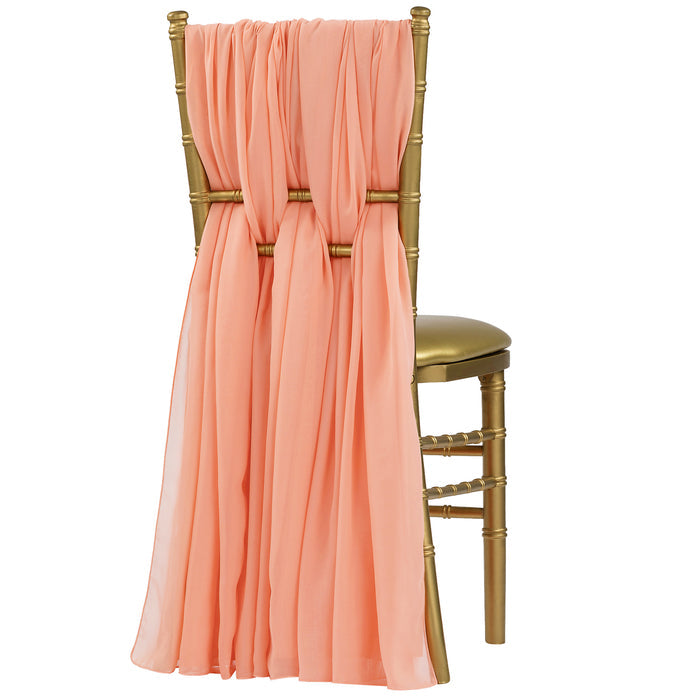 5pcs Pack of Chiffon Chair Sashes/Ties - Coral - CV Linens