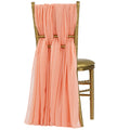 5pcs Pack of Chiffon Chair Sashes/Ties - Coral - CV Linens