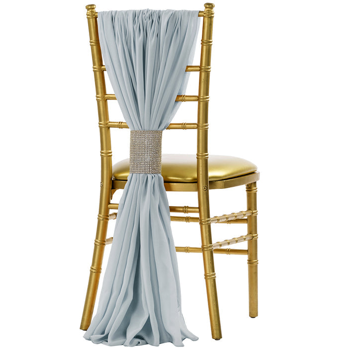 5pcs Pack of Chiffon Chair Sashes/Ties - Dusty Blue - CV Linens