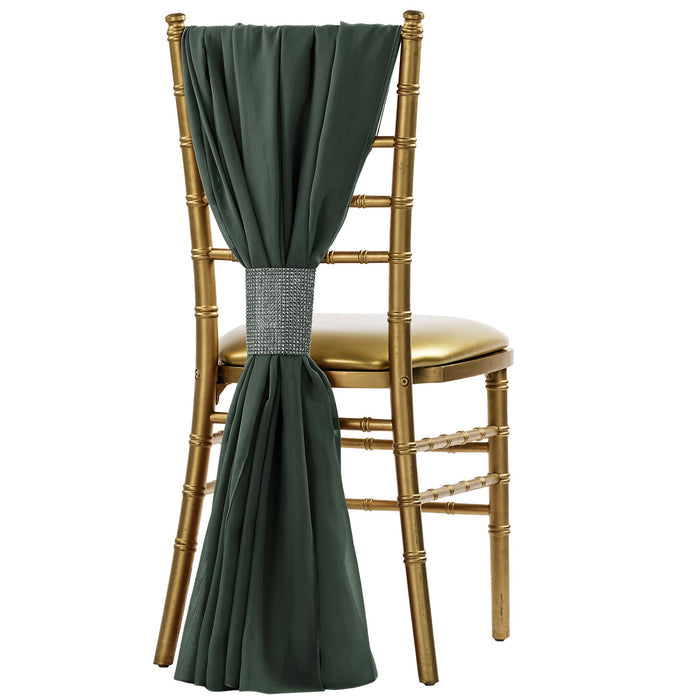 5pcs Pack of Chiffon Chair Sashes/Ties - Hunter Green - CV Linens