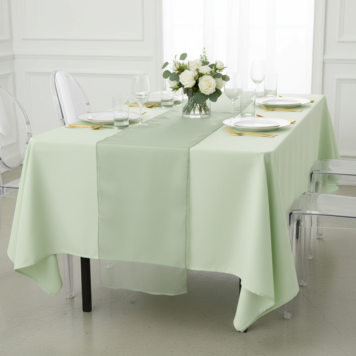 60"x102" Rectangular Premium Polyester Tablecloth - Sage Green.