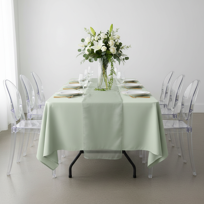 60"x102" Rectangular Premium Polyester Tablecloth - Sage Green.