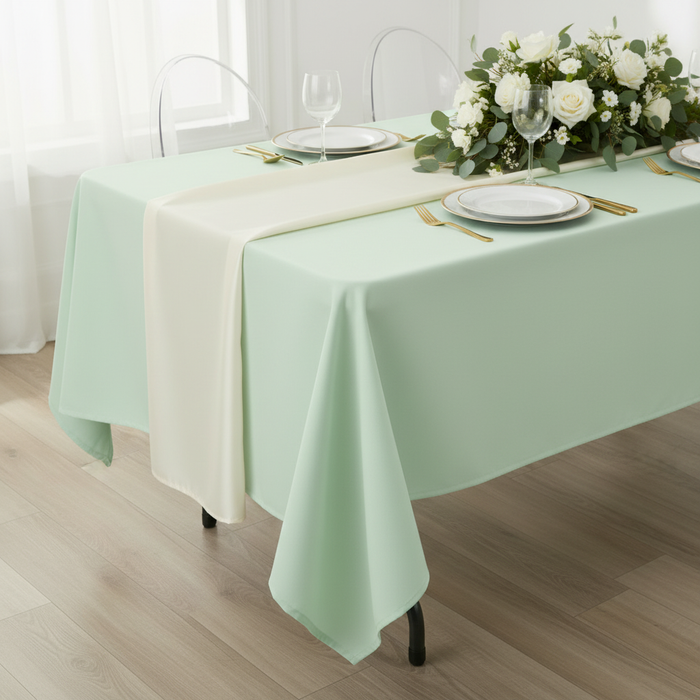 60"x120" Rectangular Premium Polyester Tablecloth - Mint Green.
