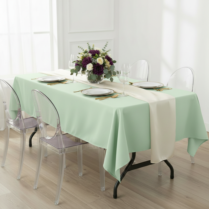 60"x120" Rectangular Premium Polyester Tablecloth - Mint Green.
