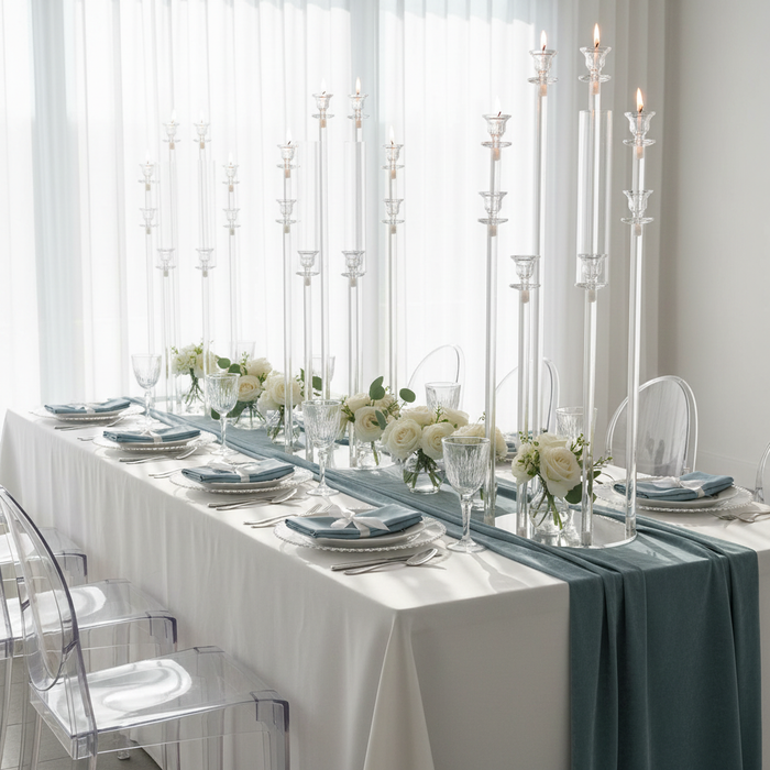 8 Arms Acrylic Candelabra Centerpiece - Clear.