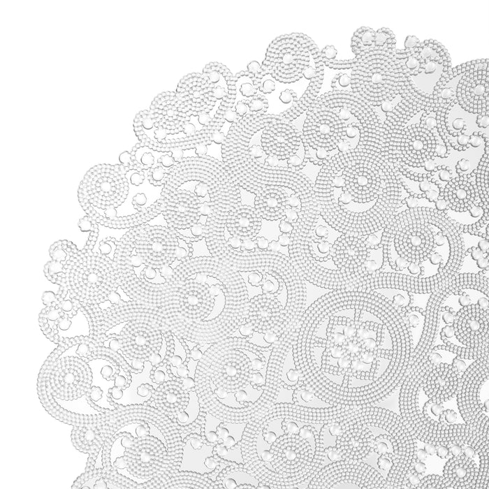 8 pc/set Filigree Acrylic Charger Plate Clear edge details close up