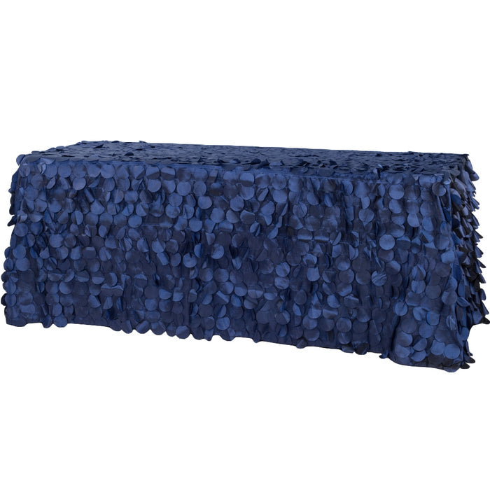 90"x132" Petal Circle Taffeta Rectangular Tablecloth - Navy Blue - CV Linens