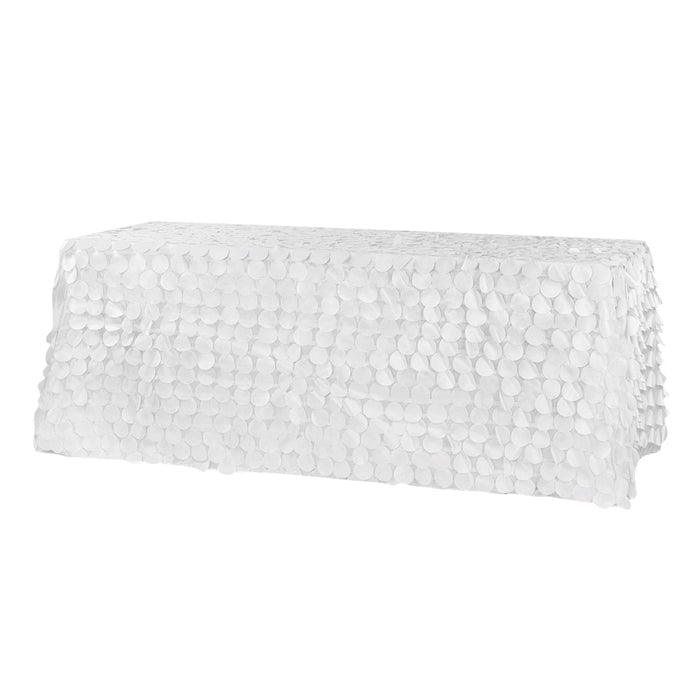 90"x132" Petal Circle Taffeta Rectangular Tablecloth - White - CV Linens