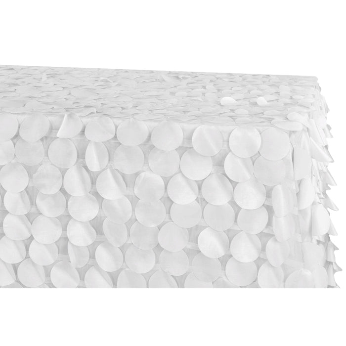 90"x132" Petal Circle Taffeta Rectangular Tablecloth - White - CV Linens