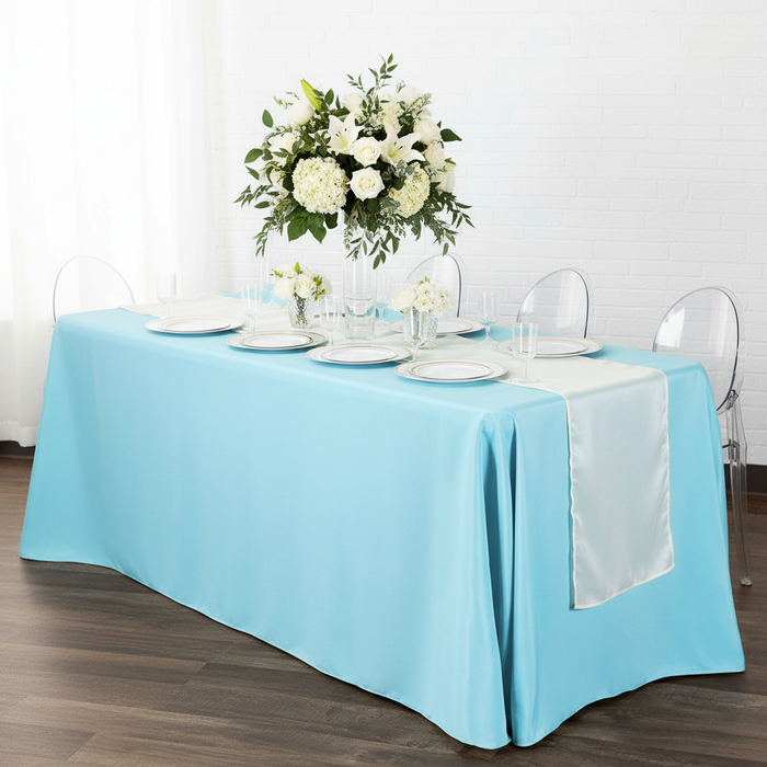 90"x132" Rectangular Oblong Premium Polyester Tablecloth - Aqua Blue.