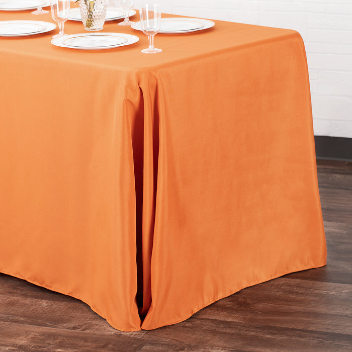 90"x132" Rectangular Oblong Premium Polyester Tablecloth - Burnt Orange | charger plate | wine goblet | dinner plate |