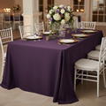 90"x132" Rectangular Oblong Premium Polyester Tablecloth - Eggplant/Plum | charger plate | dinner plate | wine goblet |
