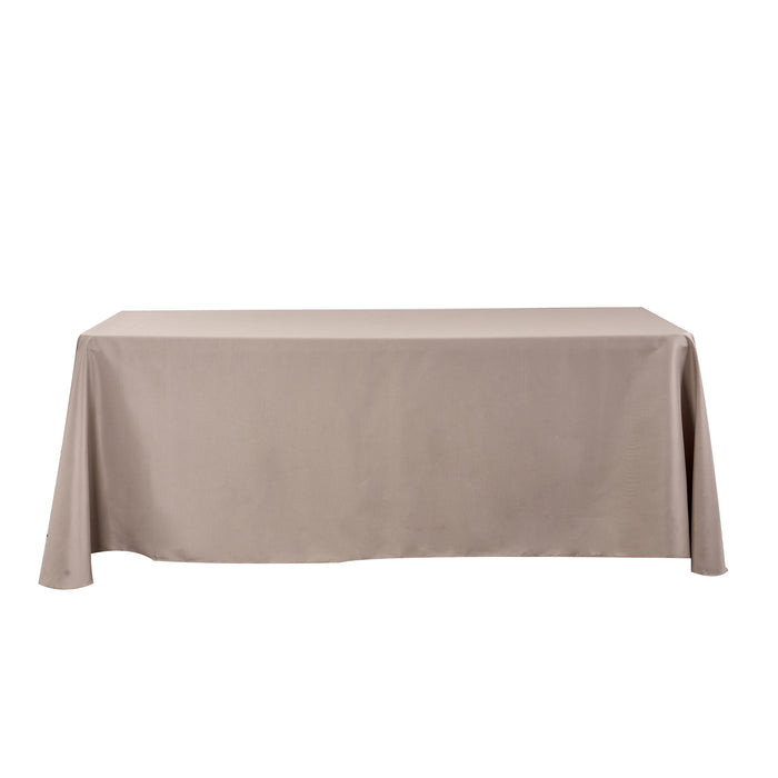 90"x132" Rectangular Oblong Premium Polyester Tablecloth Taupe front view