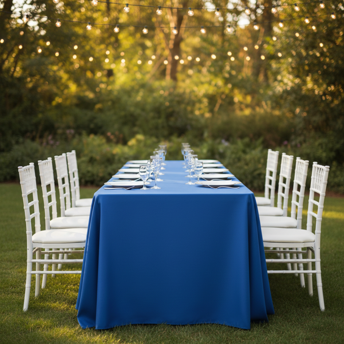 Outdoor Wedding Reception 8FT Premium Polyester Rectangular Tablecloth