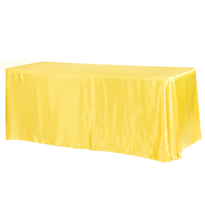 90"x156" Rectangular Satin Tablecloth - Canary Yellow (Bright Yellow) - CV Linens