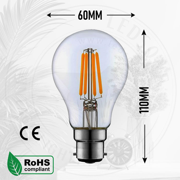 A60 B22 4W Dimmable Light Bulb Vintage Filament Classic LED~3079