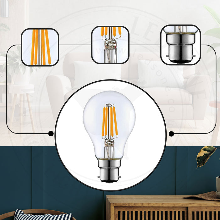 A60 B22 4W Dimmable Light Bulb Vintage Filament Classic LED~3079