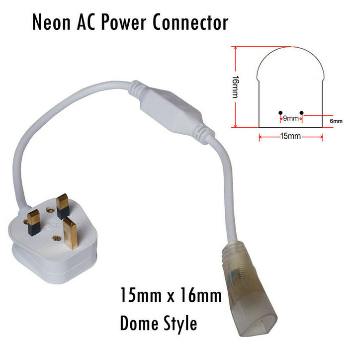 AC Power Connector for 15x16mm LED Neon Flex IP67 Waterproof  ~2869