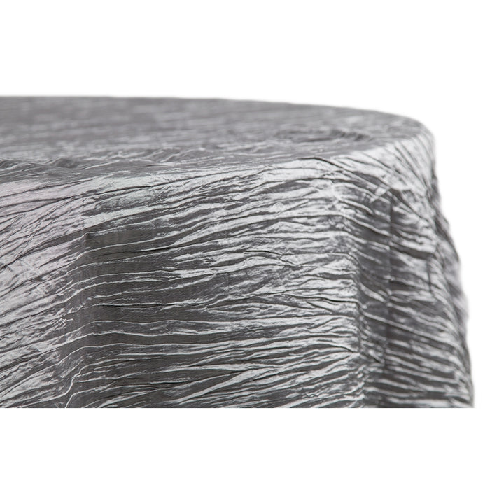 Accordion Crinkle Taffeta 120" Round Tablecloth - Silver - CV Linens