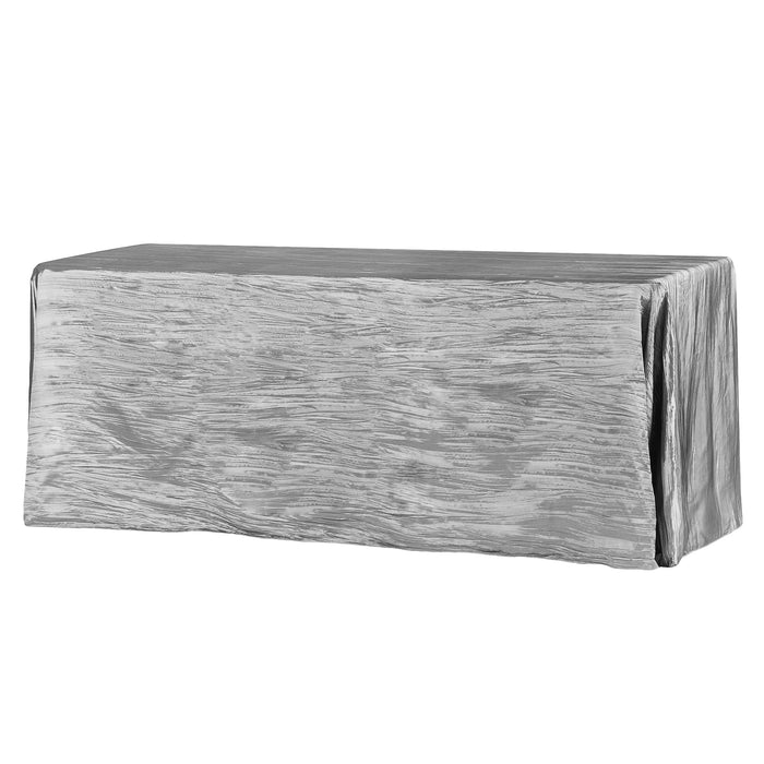 Accordion Crinkle Taffeta 90"x156" Rectangular Tablecloth - Silver - CV Linens
