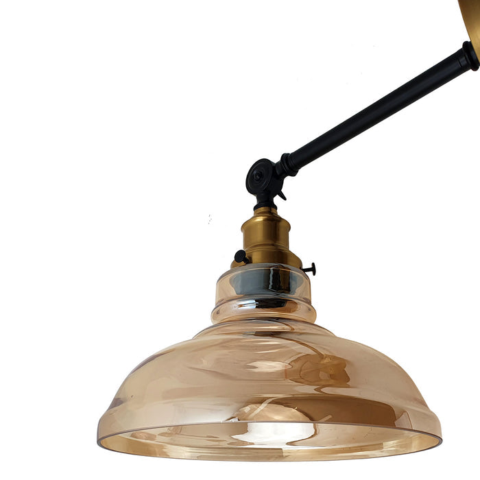 Amber Glass Shade Vintage Industrial Glass Loft Wall Light