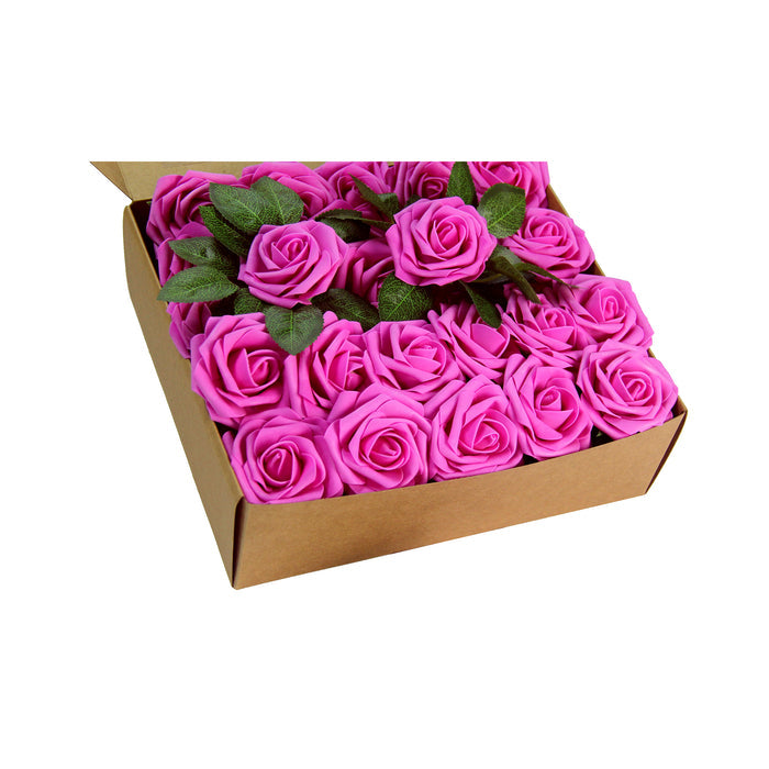 Artificial DIY Foam Rose Stems (50 pcs) - Fuchsia - CV Linens