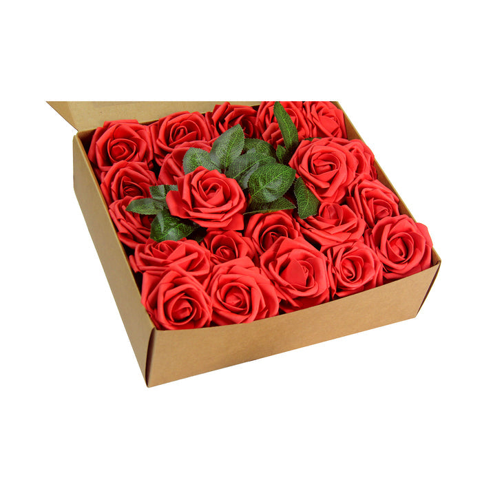 Artificial DIY Foam Rose Stems (50 pcs) - Red - CV Linens