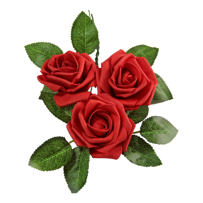Artificial DIY Foam Rose Stems (50 pcs) - Red - CV Linens