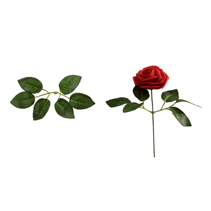 Artificial DIY Foam Rose Stems (50 pcs) - Red - CV Linens