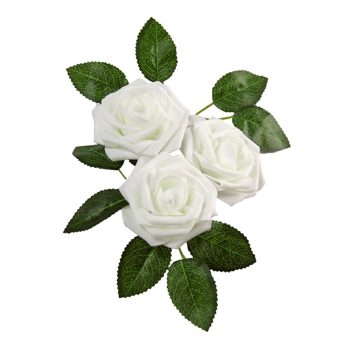 Artificial DIY Foam Rose Stems (50 pcs) - White - CV Linens