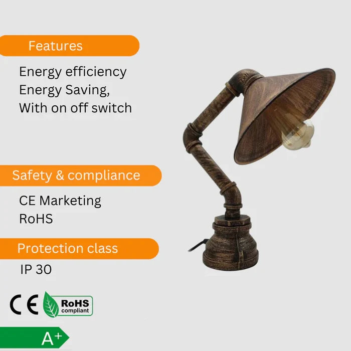 Best Steampunk Lamp Industrial Desk Table Light~2812