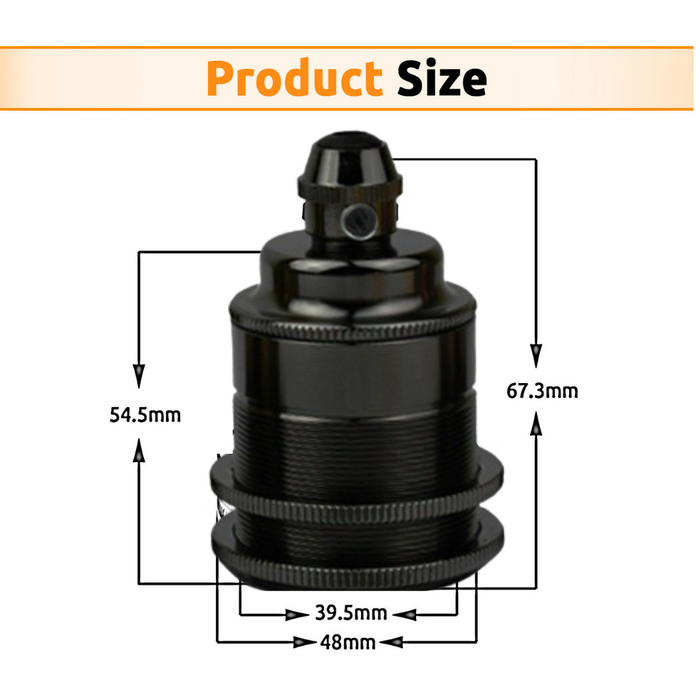Black E27 Base Screw Thread Bulb Socket Lamp Holder~2743