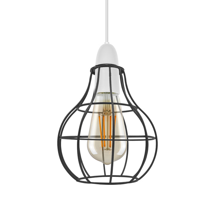 Black Metal Vase Cage Lampshade | Modern Easy Fit Light Shade ~2850