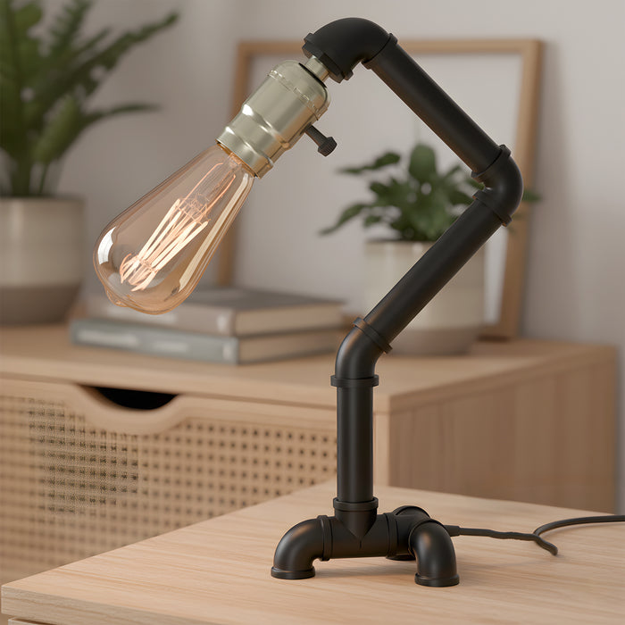 Black Vintage  Style Steel Pipe Desk Table Lamp Light~2838