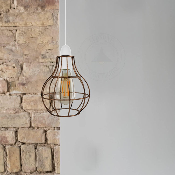 Brushed Copper Modern Industrial Metal vase Cage Ceiling Pendant Lampshade Easy Fit ~2847