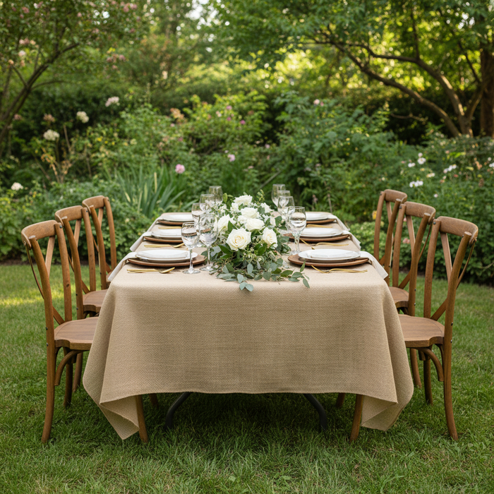 Burlap 60"x120" Rectangular Tablecloth - Natural Tan