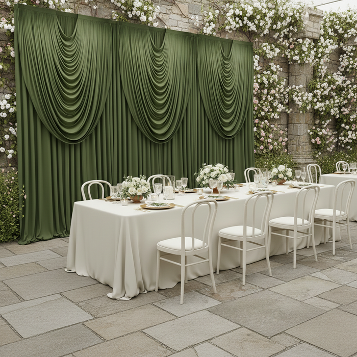 Cascade Swag Drape Panel 5ft x 4ft - Willow Green Garden Wedding