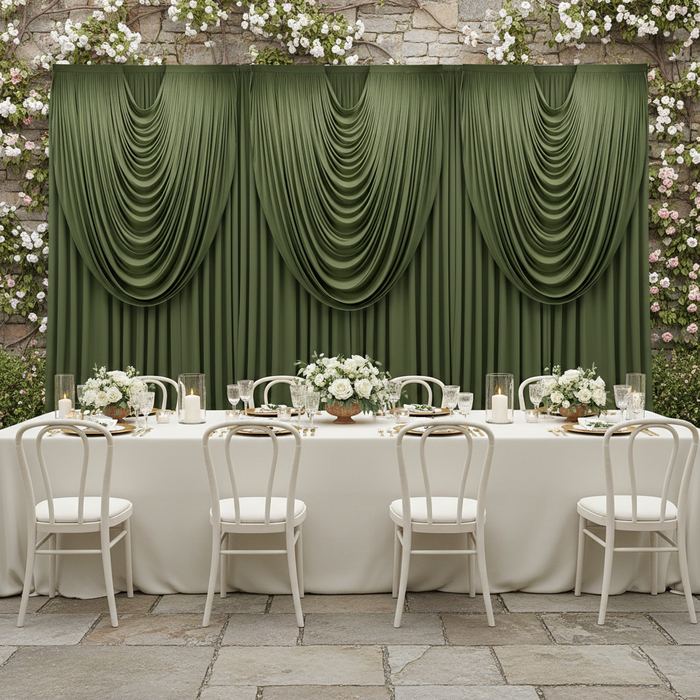 Cascade Swag Drape Panel 5ft x 4ft - Willow Green Garden Wedding