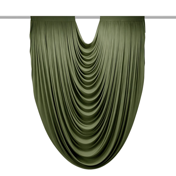 Cascade Swag Drape Panel 9ft x 6.5ft - Willow Green White Background