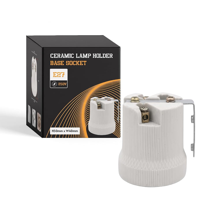 Ceramic Porcelain E27 Lamp Holder White Screw In Light Bulb Socket ~2962