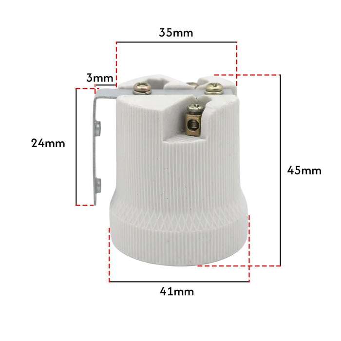 Ceramic Porcelain E27 Lamp Holder White Screw In Light Bulb Socket ~2962