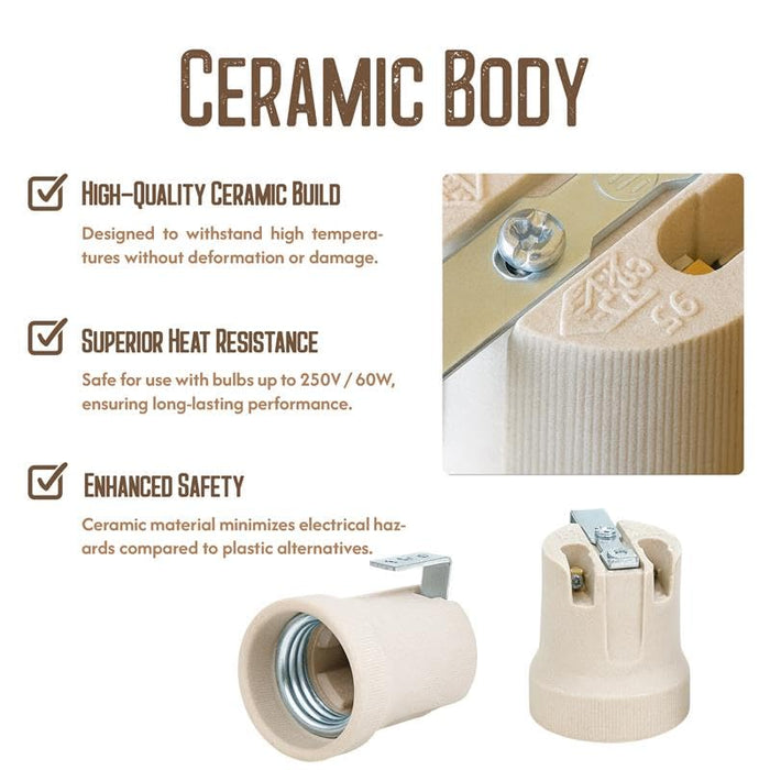 Ceramic Porcelain E27 Lamp Holder White Screw In Light Bulb Socket ~2962