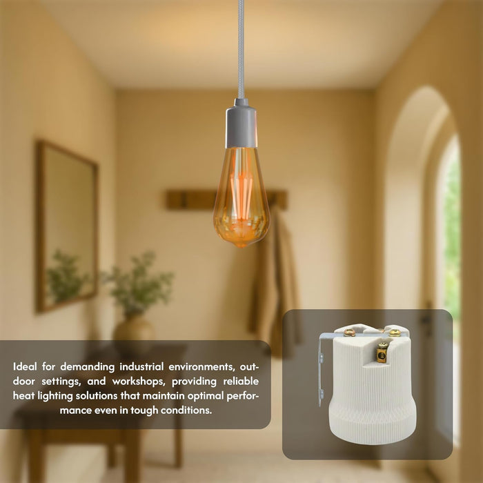 Ceramic Porcelain E27 Lamp Holder White Screw In Light Bulb Socket ~2962